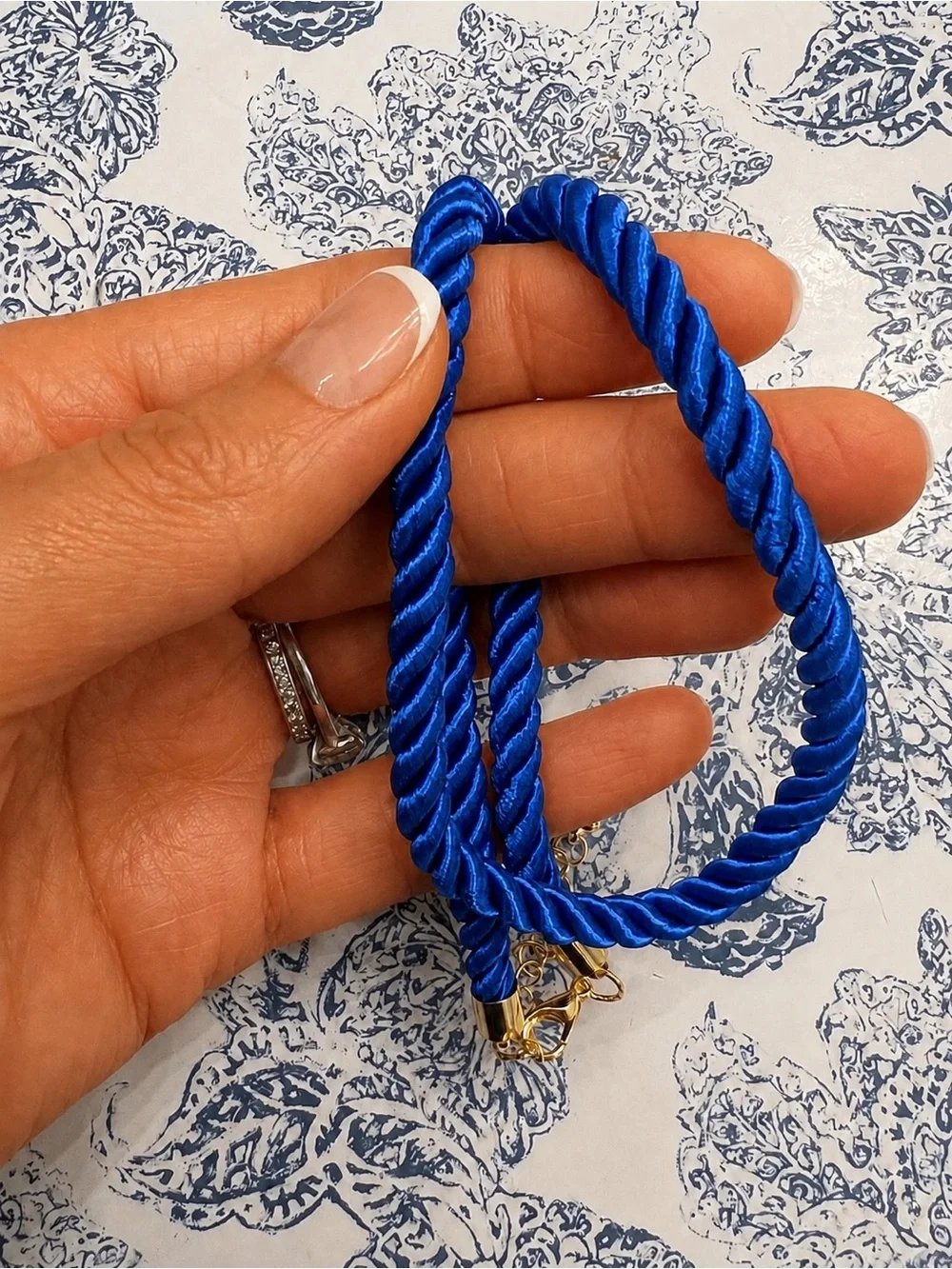 Revolve x Adina Eden Colored Twisted Cotton Rope Necklace in Blue